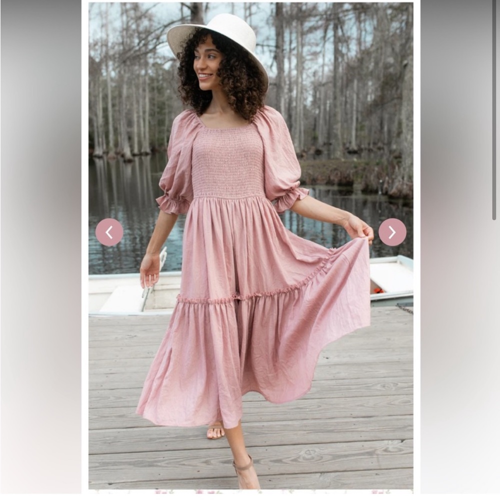 NWOT 🌸 Ivy City Co Smocked Lani Dress Dusty Rose 🌸 cottage core dress 💗